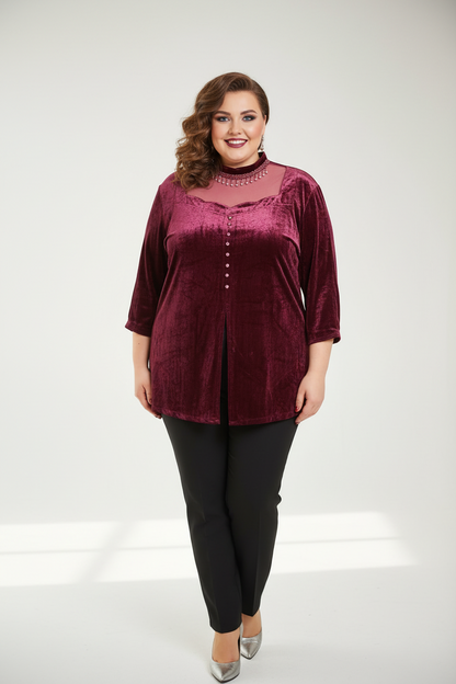 Maroon Velvet Party-wear Top