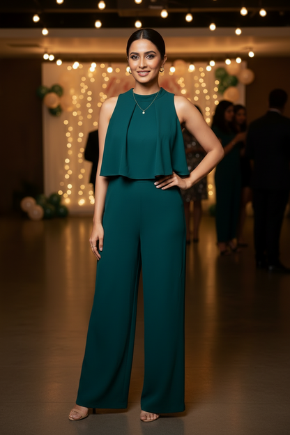 Green Party-Wear Jumpsuit