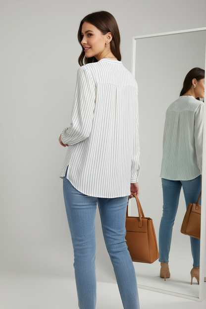White Vertical Stripes Shirt
