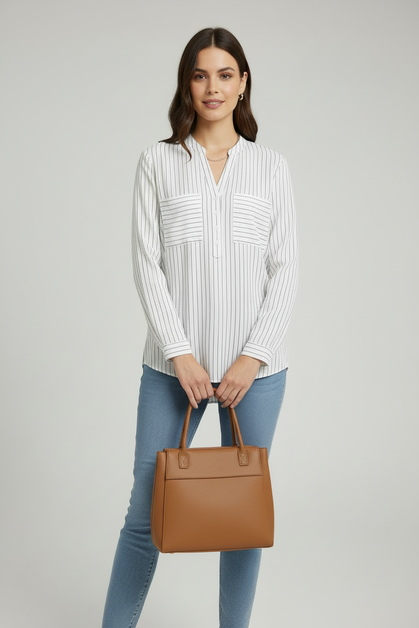 White Vertical Stripes Shirt