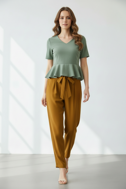 Mustard Cotton Lycra Pants