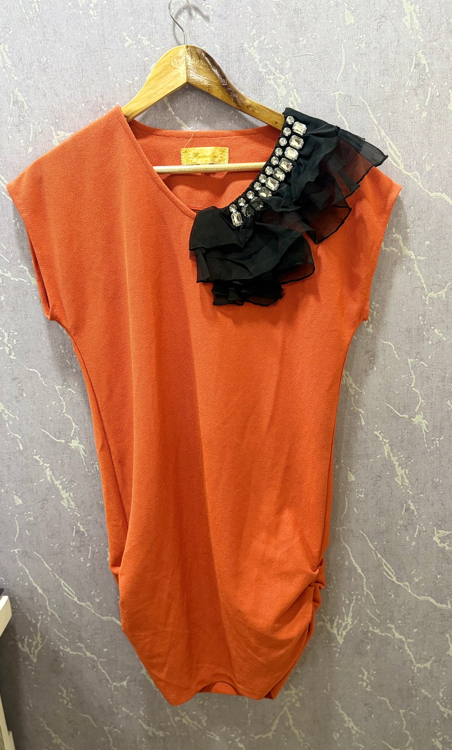 Orange Dress with classy patch