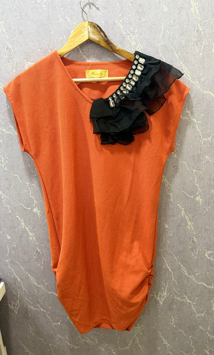 Orange Dress with classy patch