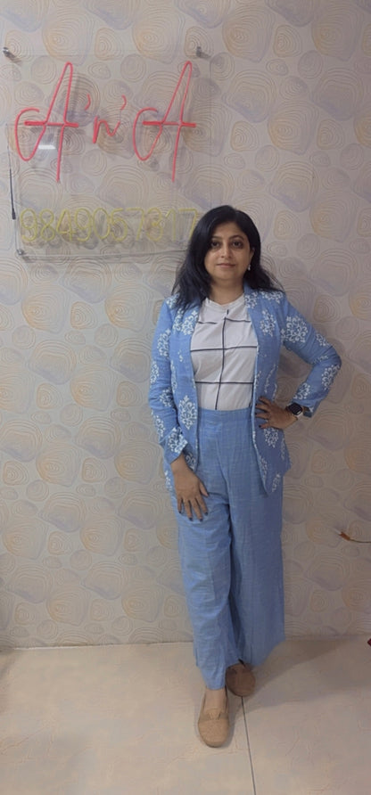 Blue Blazer with Pants Set