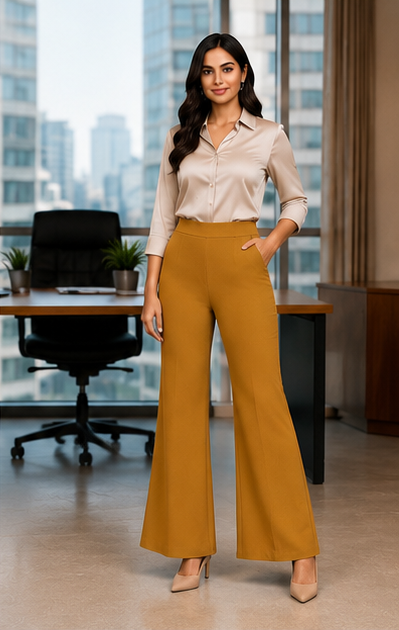 Élan Luxe Bell Bottoms - Mustard