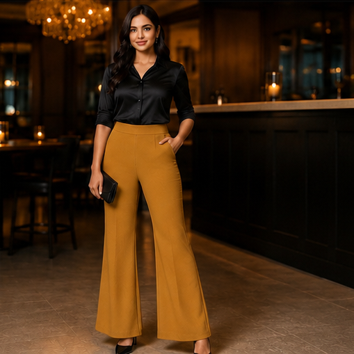 Élan Luxe Bell Bottoms - Mustard