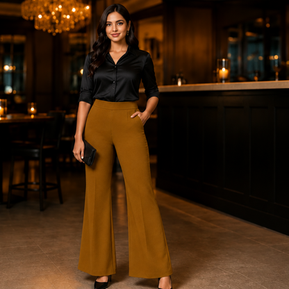 Élan Luxe Bell Bottoms - Mustard