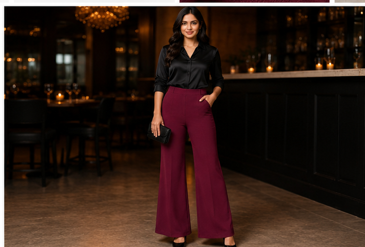Élan Luxe Bell Bottoms - Wine