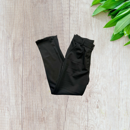 Black formal office trousers for women with button and loop