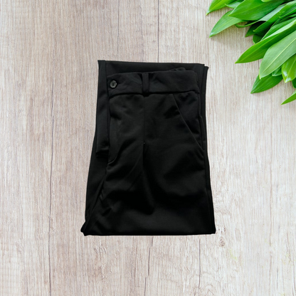 Black formal pants for women, back view